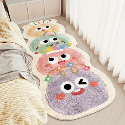 VIKAMA Cute Cartoon Long Rug Soft Absorbent Non-Slip Bathroom Mat Living Room Bedroom Bedside Welcome Carpet Home Decor