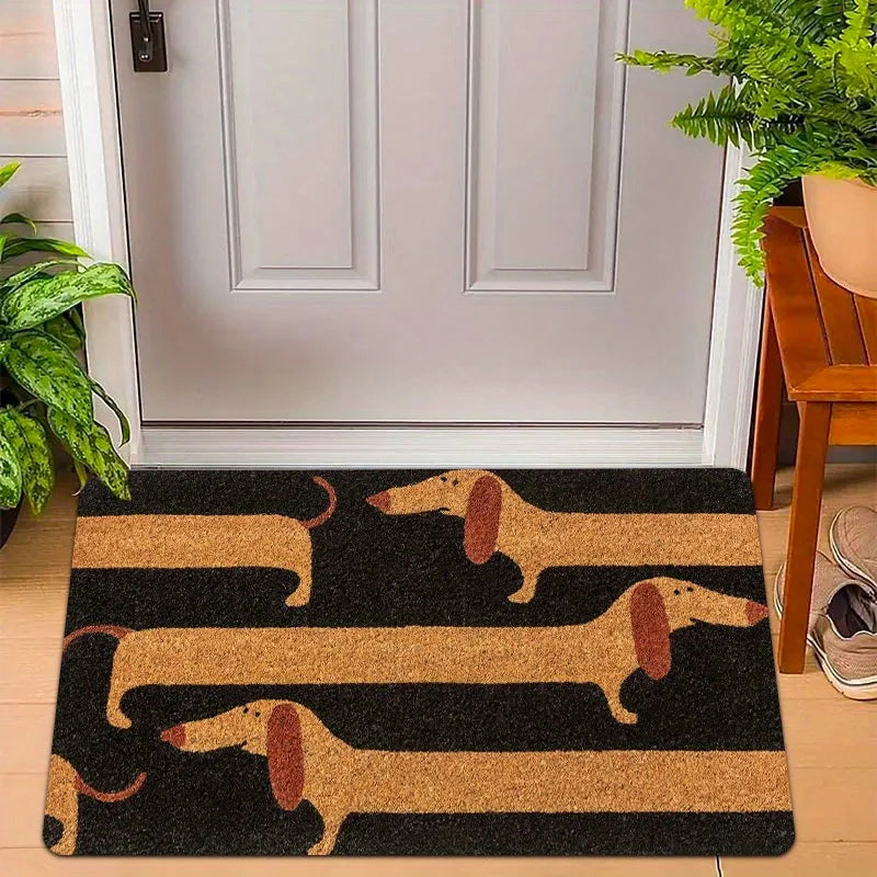 VIKAMA Funny Dachshund Non-Slip Coir Entrance Doormat