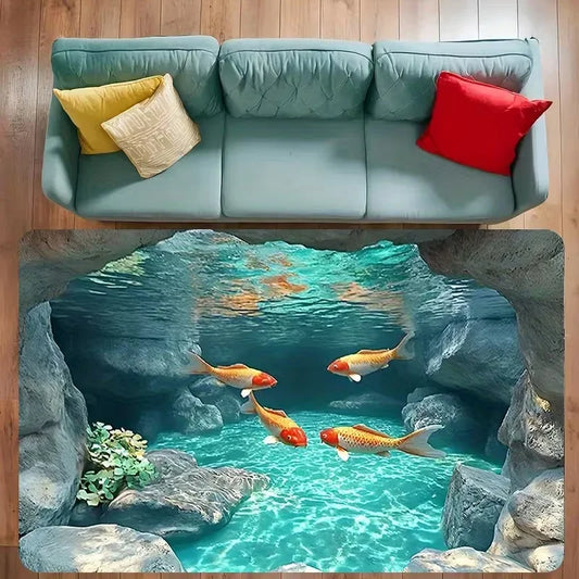 3D Koi Fish Area Rug