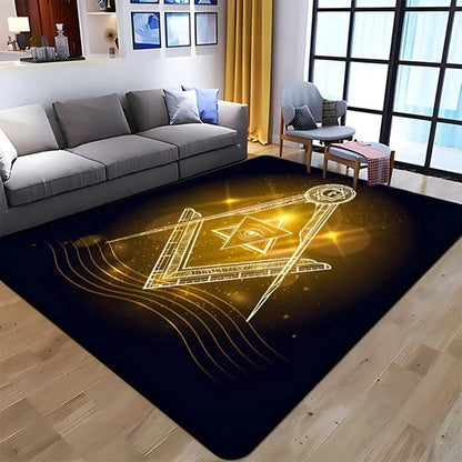 Freemasonry Masonic Symbol Non-Slip Area Rug