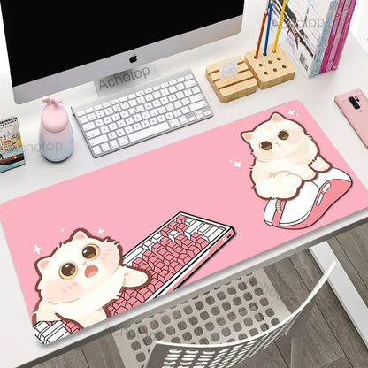 Cute Anime Cat Extended Gaming Desk Mat