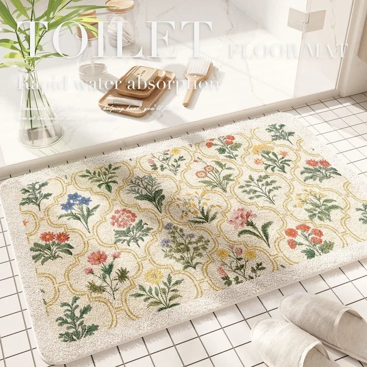 VIKAMA Floral Plush Entrance Doormat