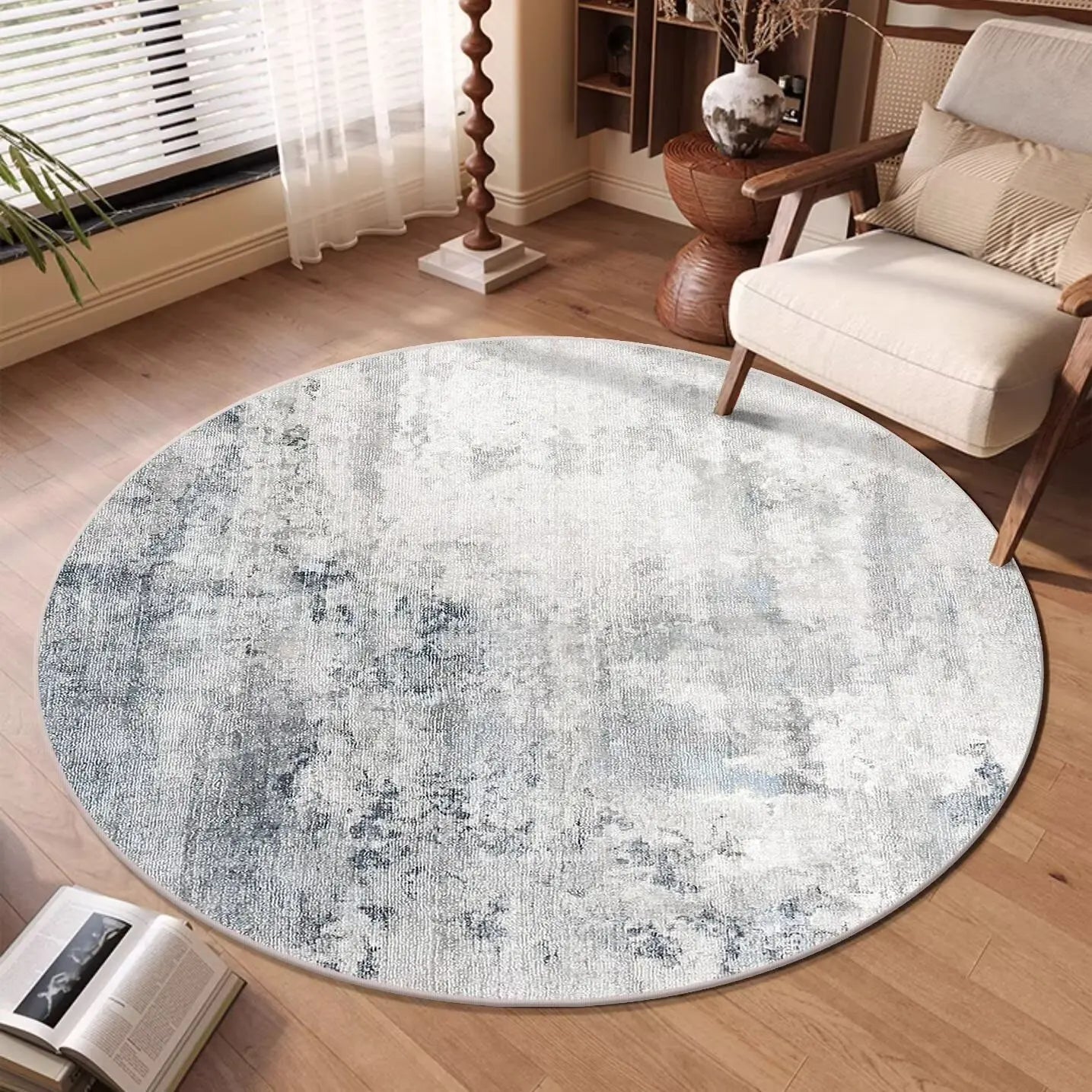 Modern Abstract Round Soft Washable Area Rug