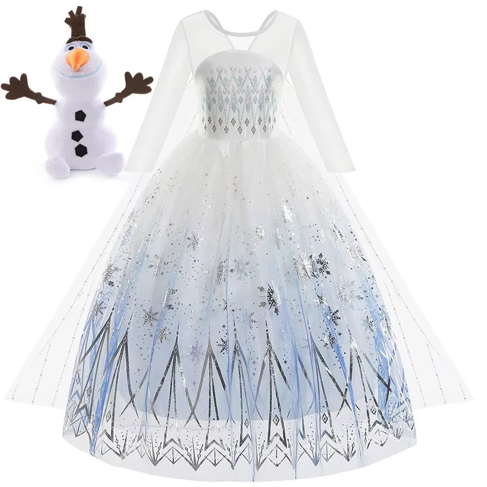 Disney Frozen Elsa White Lace Princess Dress For Girls