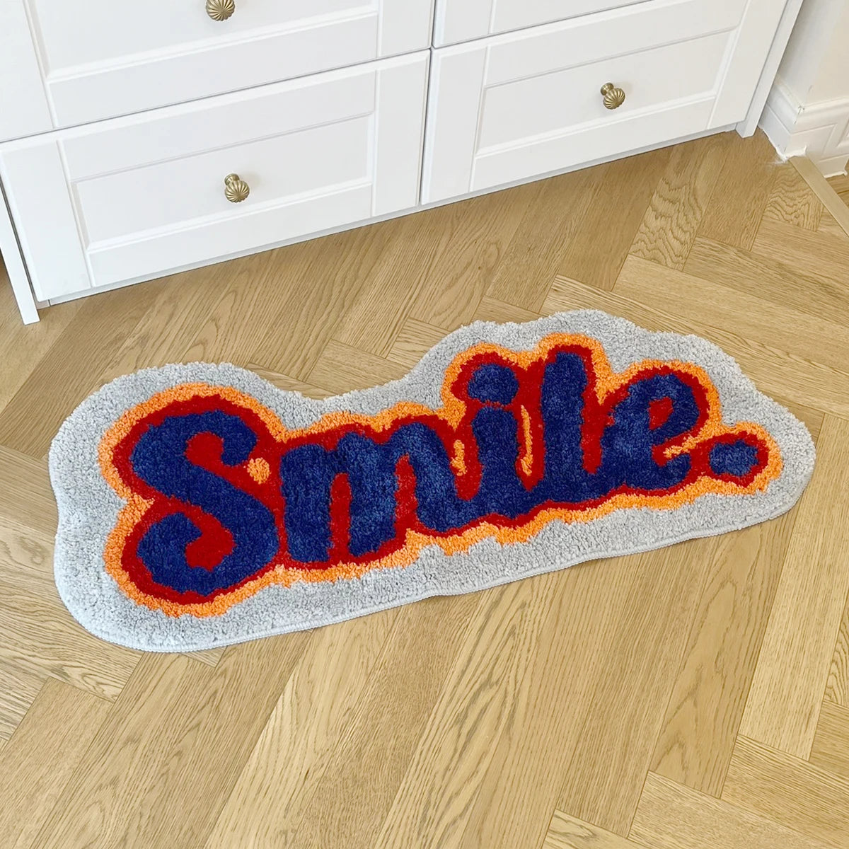 Smile Letter Fluffy Cloud Tufted Rug