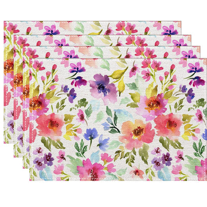 Floral Leaf Vintage Dining Table Placemats Set