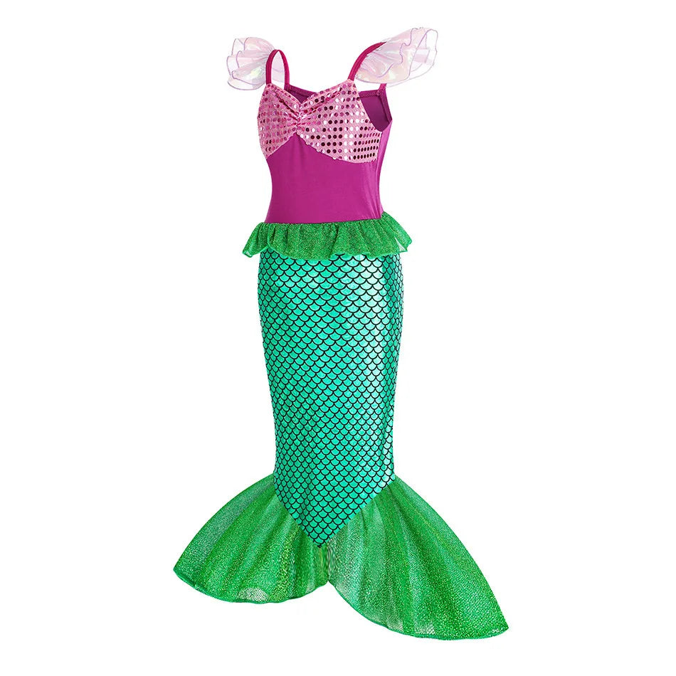 Ariel Little Mermaid Princess Costume Dress For Girls