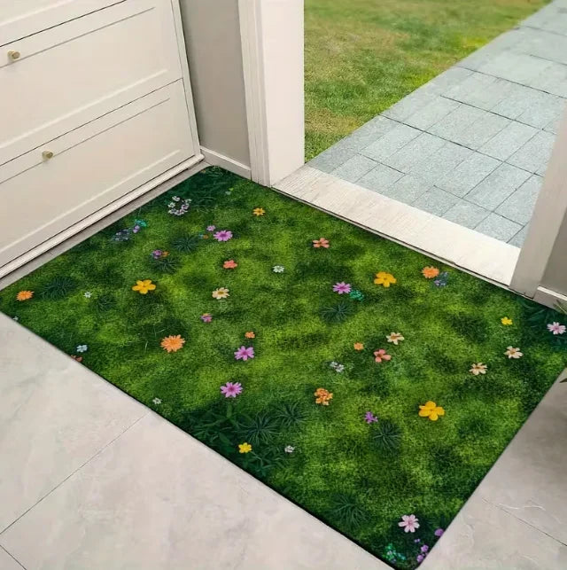 Floral bird welcome decorative door mat