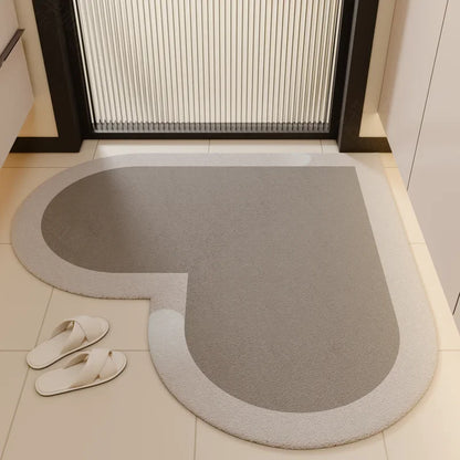 Heart-Shaped Bathroom Mat Diatom Mud Absorbent Non-Slip Toilet Door Entry Foot Rug Home Decor