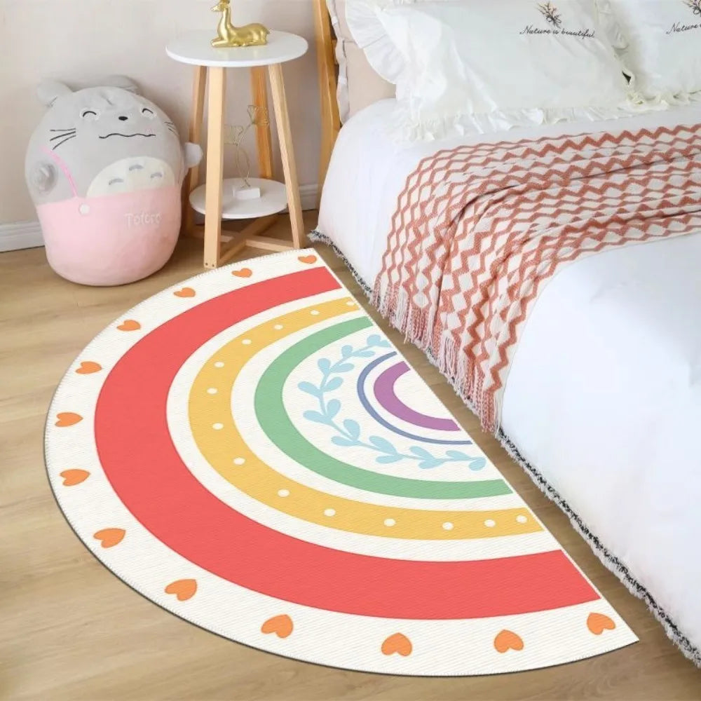 VIKAMA Rainbow Semi-Circular Carpet Non-Slip Bedroom Bedside Entry Door Mat