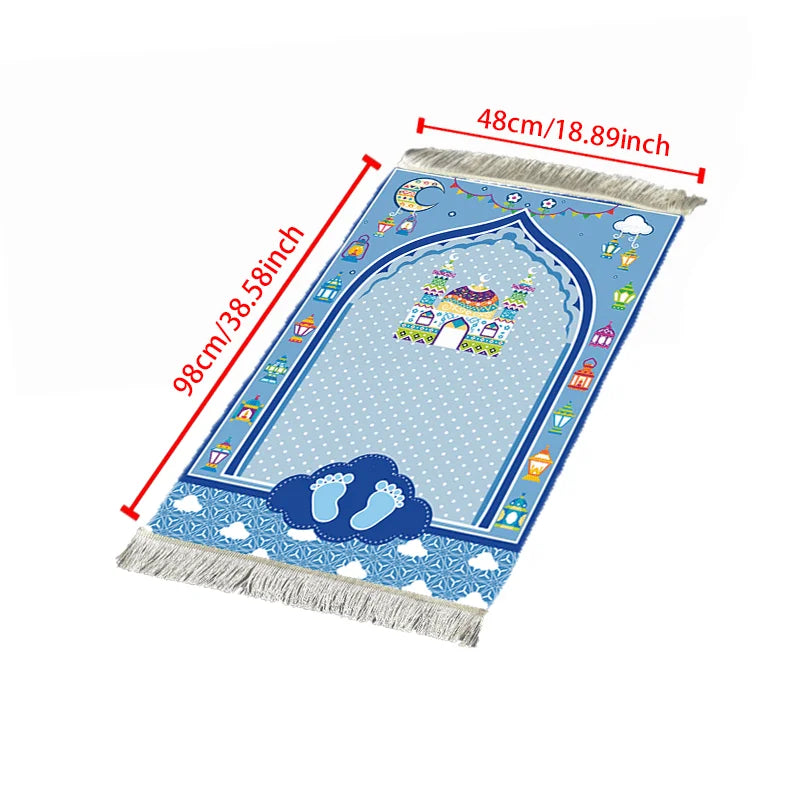 VIKAMA Children’s Cartoon Mosque Lantern Prayer Mat Foldable Portable Indoor Outdoor Rug