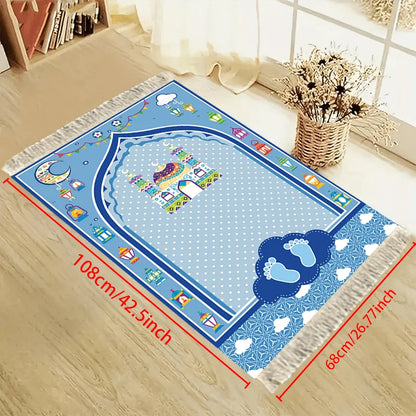 VIKAMA Children’s Cartoon Mosque Lantern Prayer Mat Foldable Portable Indoor Outdoor Rug