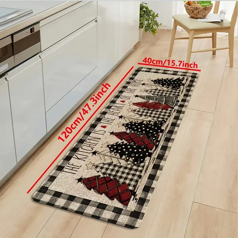 VIKAMA Christmas Tree Theme Non-Slip Home Decor Rug Set
