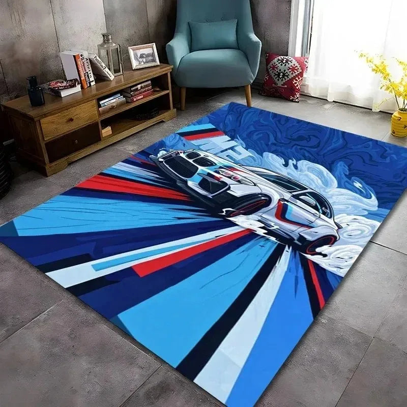 Racing Car Pattern Washable Area Rug
