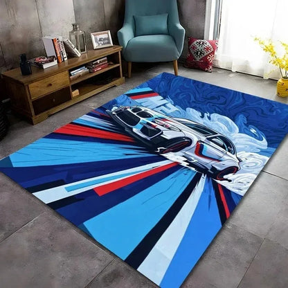 Racing Car Pattern Washable Area Rug