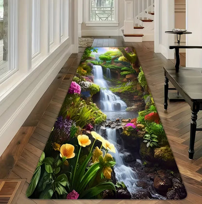Waterfall Forest Floral Runner Rug