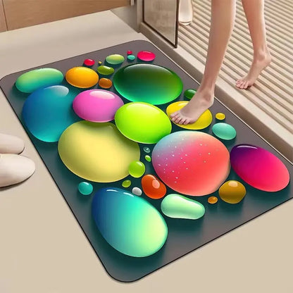3D Stereoscopic Goose Door Mat Soft Stone Pattern Non-Slip Dirt-Resistant Rug Living Room Home Decor