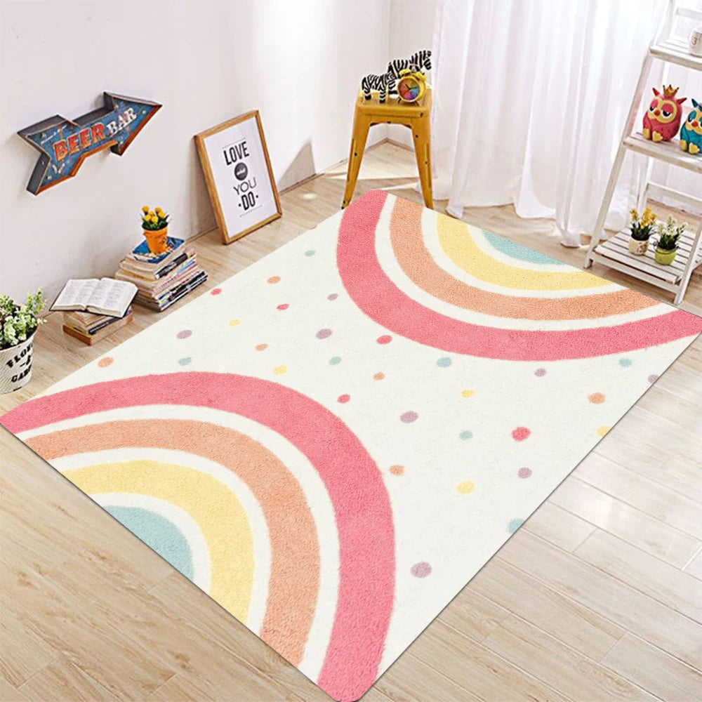 Cute Rainbow Kids Square Carpet