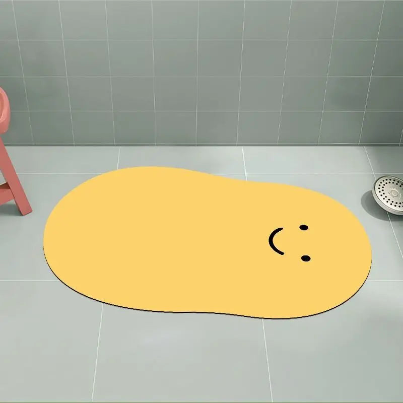 VIKAMA Smiley Diatomaceous Earth Bath Mat Kids Non-Toxic Non-Slip Bathroom Toilet Floor Rug Home Decor