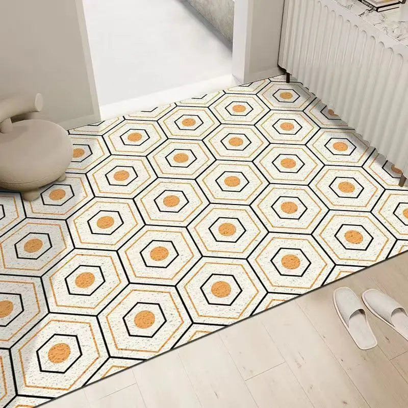 Cream silk ring cuttable entrance door mat