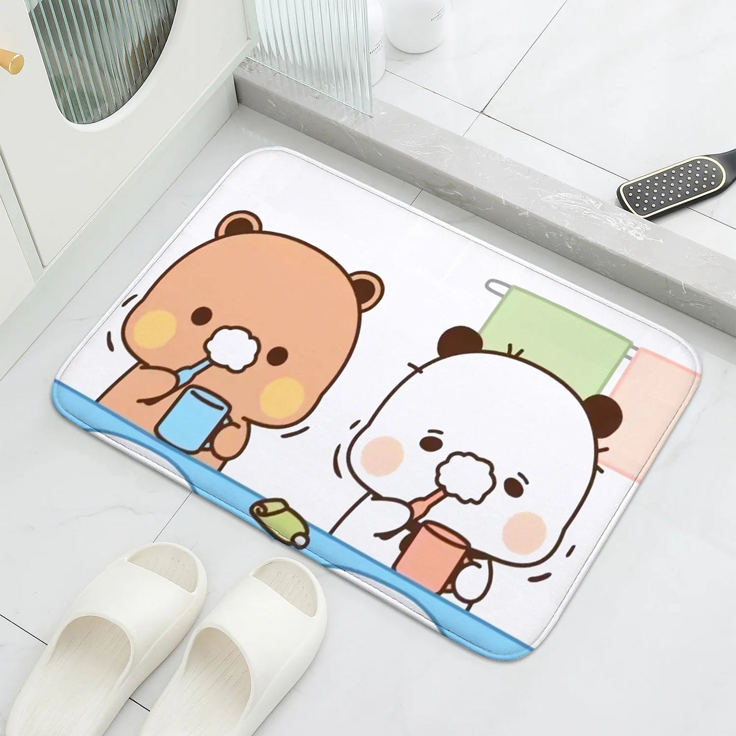 Bubu & Dudu Cartoon Welcome Mat Cute Non-Slip Entrance Rug Balcony Bathroom Bedroom Floor Carpet Home Decor