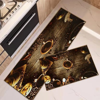 VIKAMA Crystal Velvet Kitchen Mat Non-Slip Printed Floor Rug Home Decor