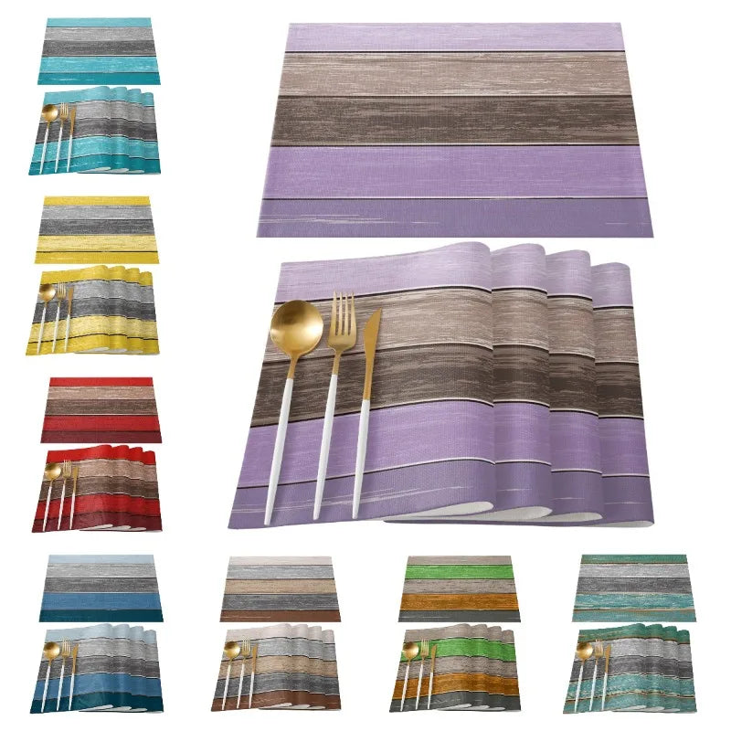 Retro Barn Wood Texture Polyester Placemat Set