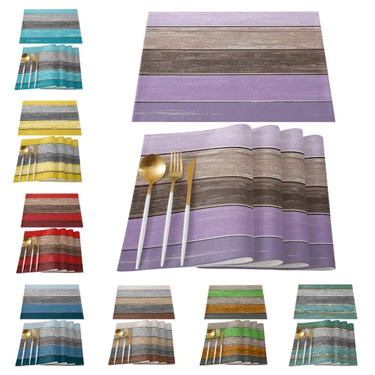 Retro Barn Wood Texture Polyester Placemat Set
