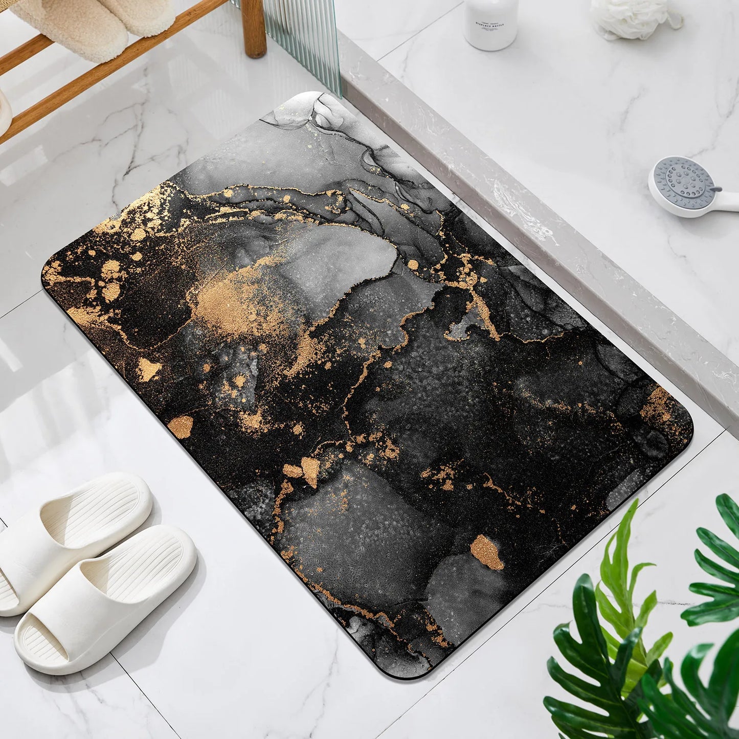 Luxury Bathroom Mat Super Absorbent Quick-Dry Non-Slip Shower Bath Rug Toilet Floor Doormat Carpet Machine Washable Home Decor