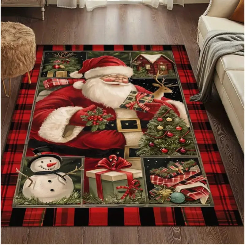 Christmas Santa truck pattern door mat