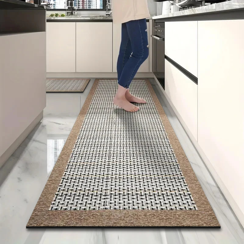 Long Imitation Woven Kitchen Floor Mat Diatom Mud Printed Non-Slip Absorbent Bathroom Door Restaurant Mat
