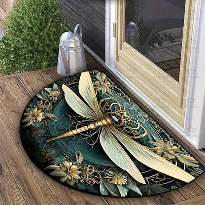 VIKAMA Butterfly Pattern Welcome Door Mat Semi-Circular Non-Slip Entrance Carpet