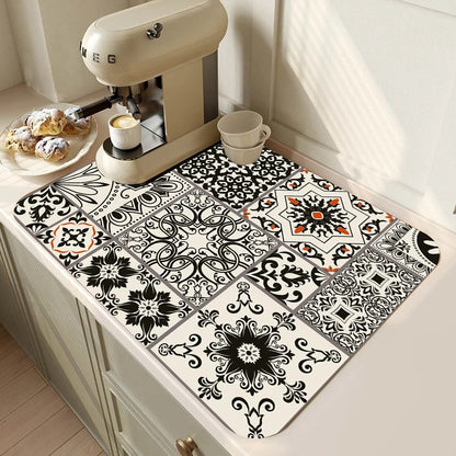 Retro Kitchen Absorbent Counter Mat