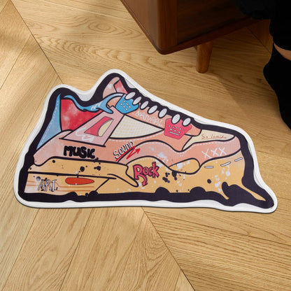 Yellow Basketball Shoes Shaped Non-Slip Area Rug