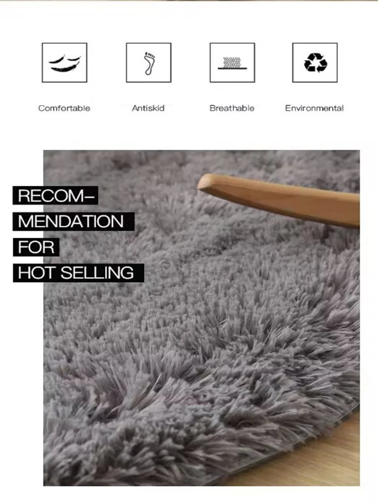 Plush Round Fluffy Non-Slip White Area Rug
