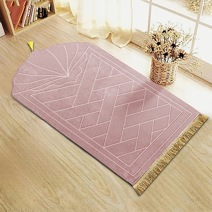 Soft Sponge Prayer Mat Portable Tassel Embossed Multi-Scene Prayer Rug