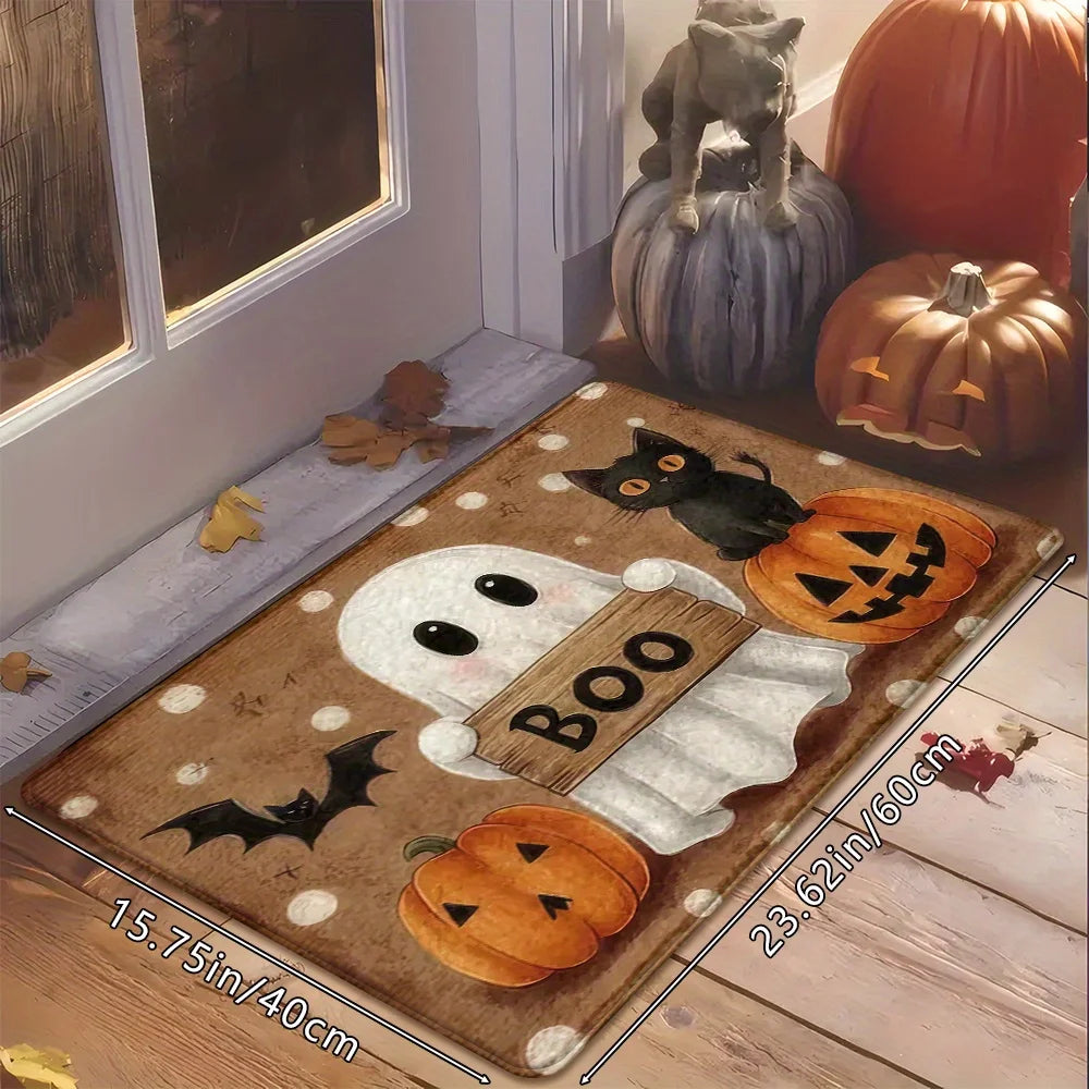 Halloween spooky themed doormat for porch and entryway decor