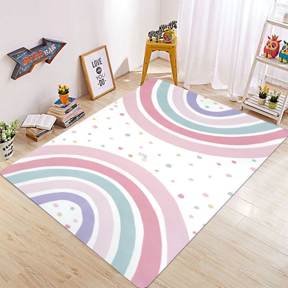 Cute Rainbow Kids Square Carpet