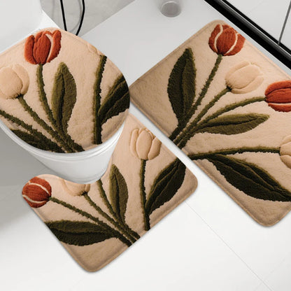 Summer Floral Bathroom Mat Absorbent Non-Slip Foot Rug Shower Room Toilet Entrance Door Carpet Home Decor