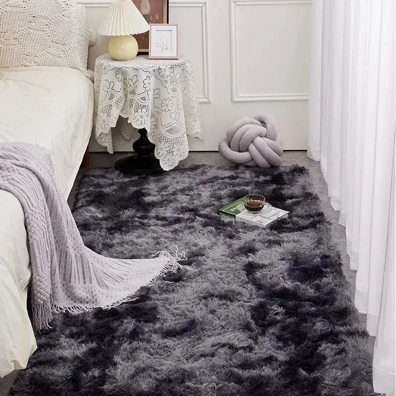 VIKAMA Green Silk Wool Rug Nordic Luxury Bedroom Living Room Bedside Carpet Home Decor