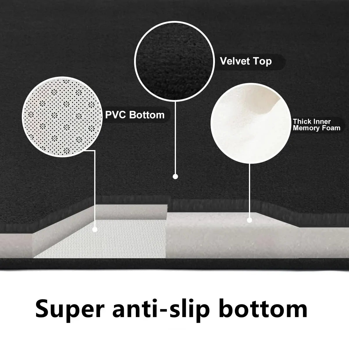 U-SHAPE Bathroom Floor Mat Toilet Mat Non-Slip Absorbent Bath Mat Home Decoration