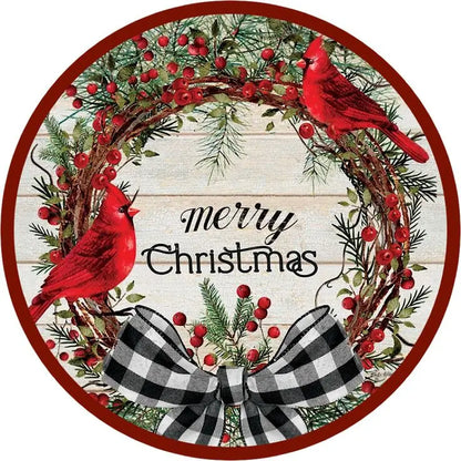 VIKAMA Festive Snowflake Christmas Tree Round Rug
