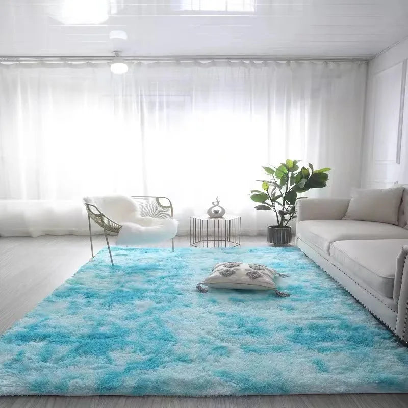 Large fluffy plush living room carpet