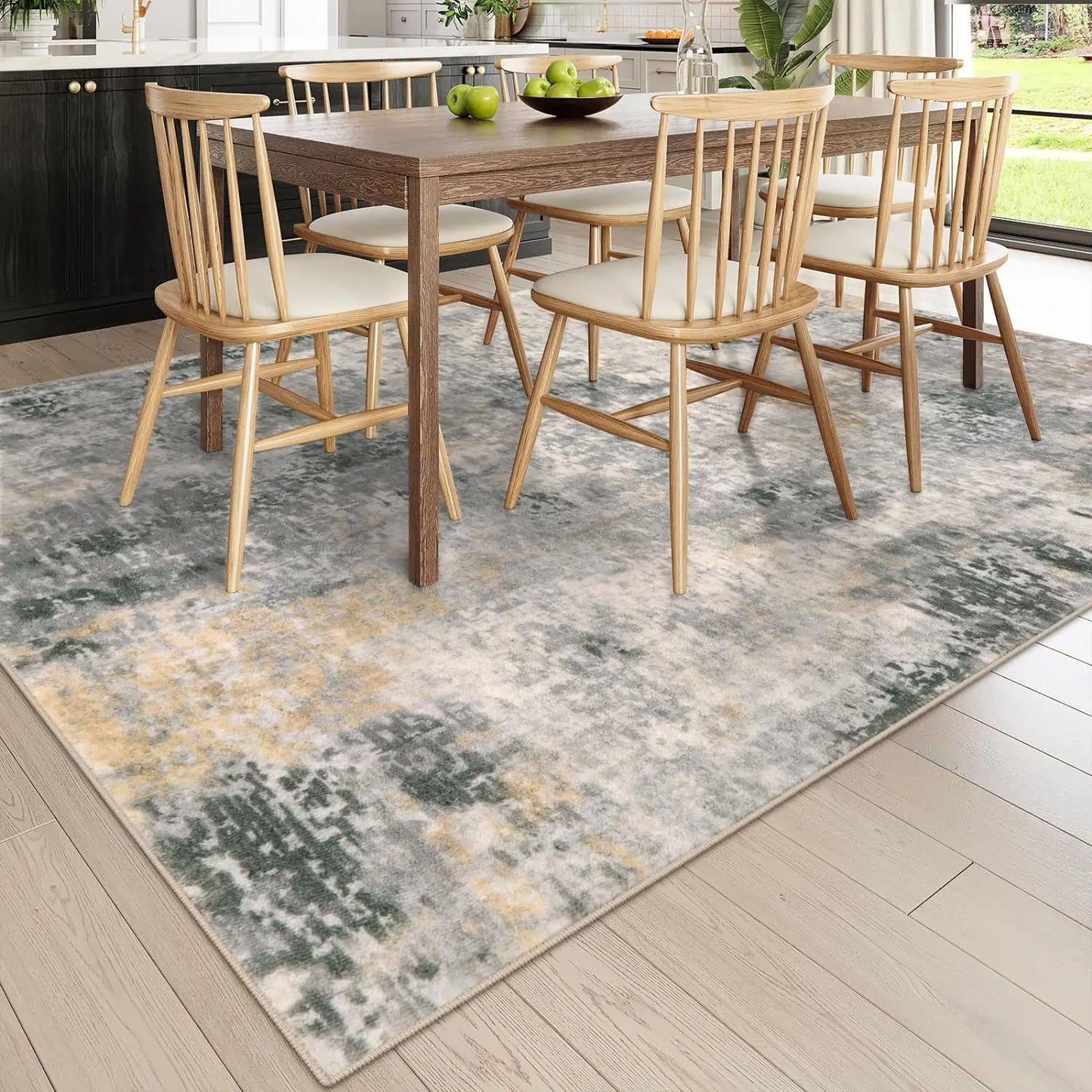 VIKAMA Modern Abstract Crystal Rug Washable Stain-Resistant Living Room Kitchen Entry Mat