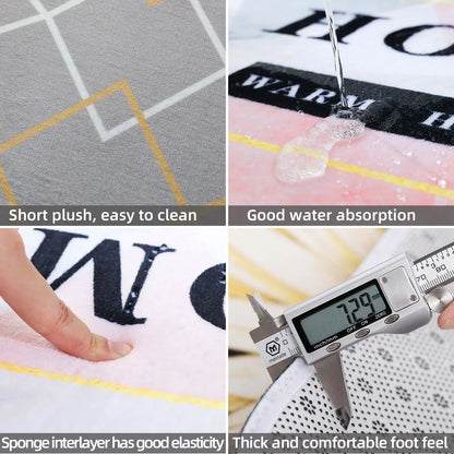 Pink Eye Print Letter Graphic Floor Mat Polyester Absorbent Non-Slip Entrance Door Rug Home Decorative Carpet