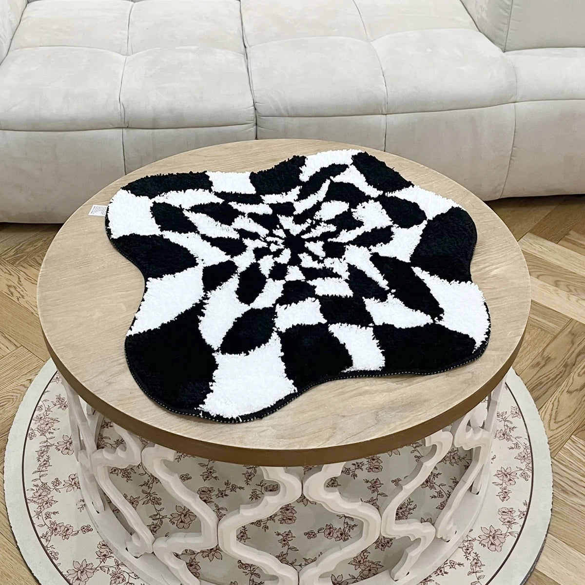 Abstract 3D Checkered Cloud Tufted Rug