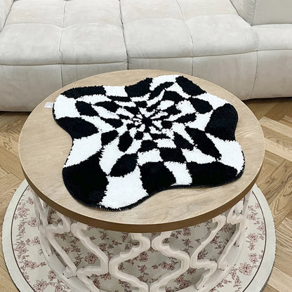 Abstract 3D Checkered Cloud Tufted Rug