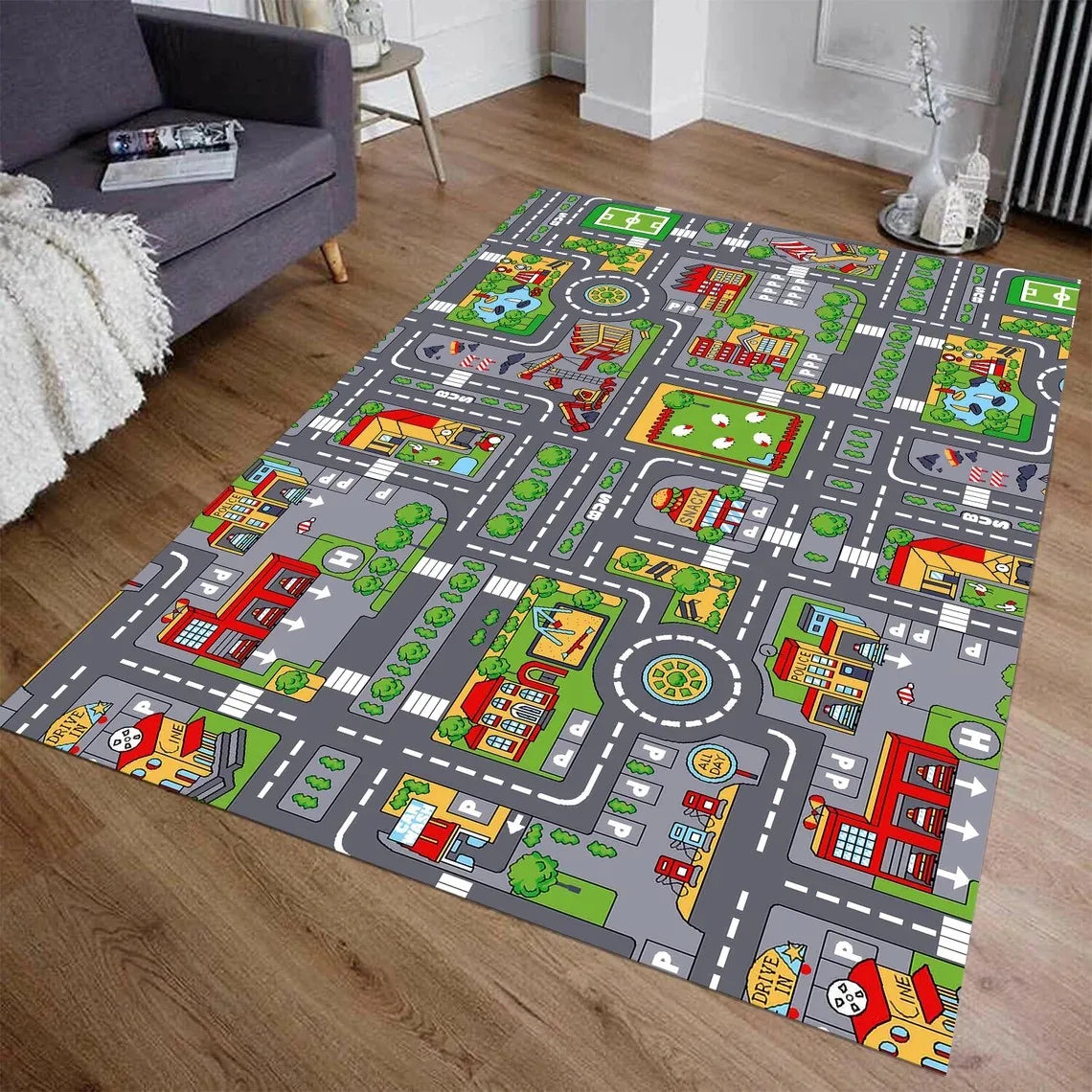 Kids Car Play Traffic Rug