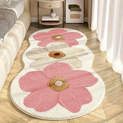 Nordic floral plush bedroom area rug