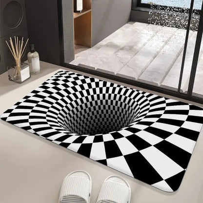 3D Vortex Illusion Rug Non-Slip Carpet Fun Kids Room Bedroom Balcony Living Room Welcome Floor Mat Home Decor